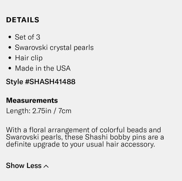 🆕 Sashi 3 Flower Swarovski Pearl Hair Pins - Picture 5 of 6